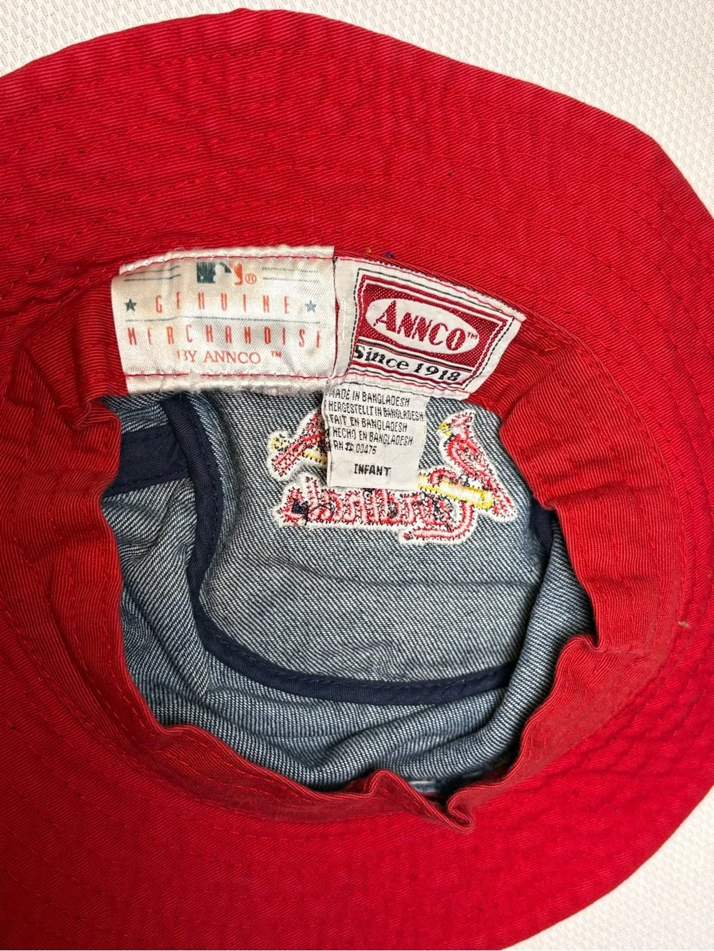Vintage 90s St. Louis Cardinals Infant Denim Bucket Hat Annco MLB